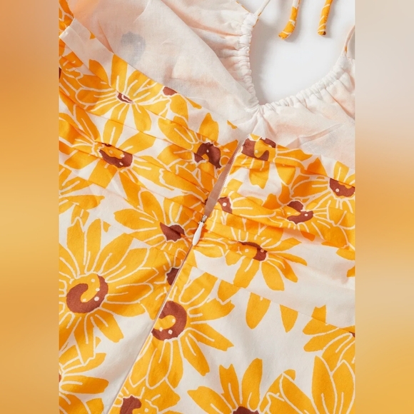 Mango Sunflower Cotton Maxi Dress Halter Sleeveless Size XL NEW NWT Boho Yellow - Picture 3 of 12